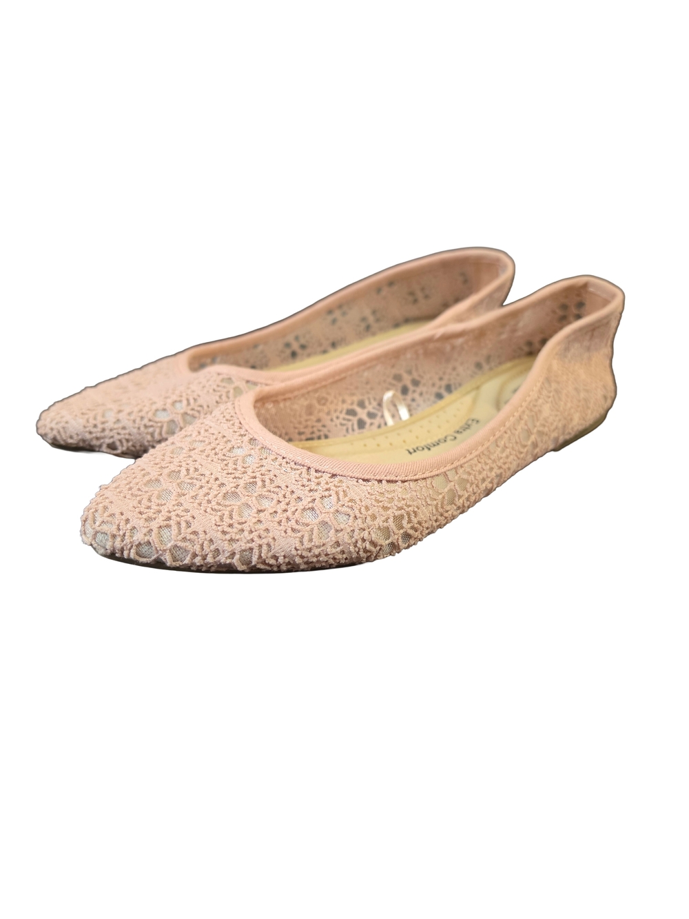 Massini Memory Foam Women's Lace Ballet Flats Pink Size 8.5 Slip-On Comfort
